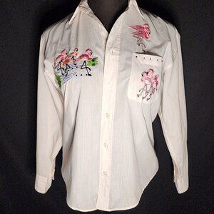 Bn(M) Bling+Stripe+Embroider button down casual/dressy (light pink/white) blouse
